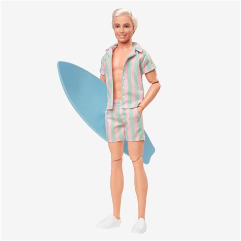 Ken Doll Wearing Pastel Striped Beach Matching Set – Barbie The Movie ...