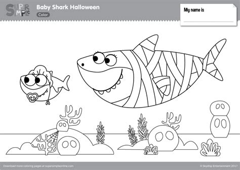 Baby Shark Halloween Coloring Pages - Super Simple