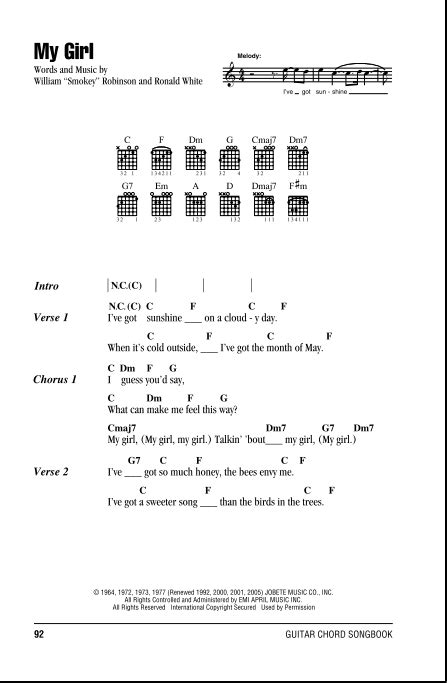 My Girl - Guitar Chords/Lyrics | zZounds