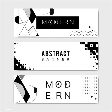 Modern black and white geometric banner templates set | free image by ...