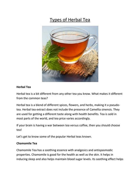 Types of Herbal Tea by Indiaayurvedaonline1 - Issuu