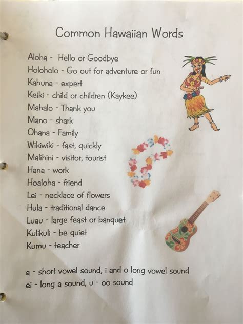 Studies and learnt basic Hawaiian words. Hawaiian Words And Meanings ...