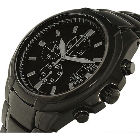 Mens Watch Citizen Eco-Drive Titanium Solar Powered Chronograph ...