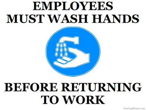 Printable Employees Must Wash Hands Sign