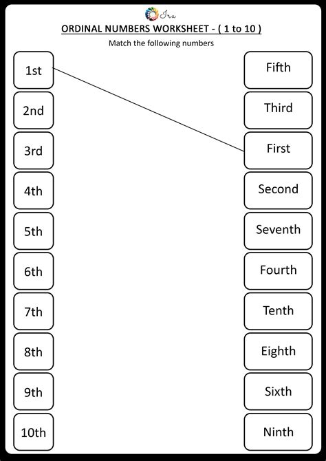 Ordinal Numbers 1 To 10 Worksheets