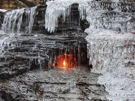 Naturally Occurring Eternal Flame Hidden near Buffalo, New York