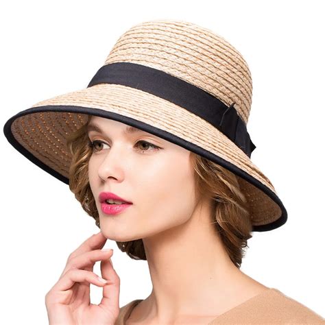 Summer Hat for Women Wide Brim Raffia Straw Hats Ladies Floppy Sun Hats ...