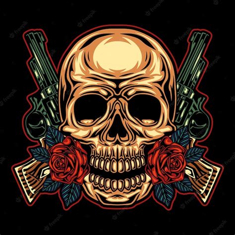 Premium Vector | Skull and roses