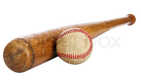 Wooden baseball bat and ball isolated ... | Stock image | Colourbox