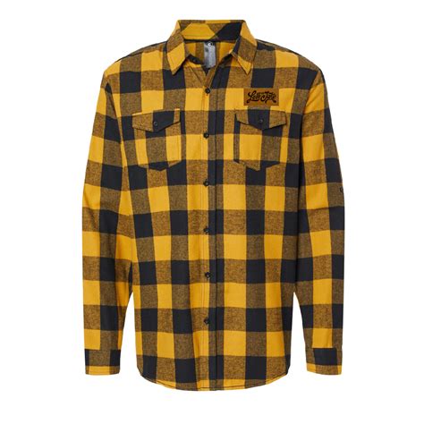 Less Than Jake - Black & Gold Leather Patch Flannel – Less Than Jake Merch