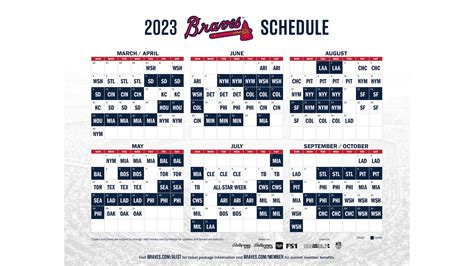 Printable Schedule | Atlanta Braves