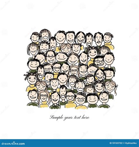 Group of People, Sketch for Your Design Stock Vector - Illustration of ...