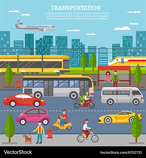 Transport in city poster Royalty Free Vector Image