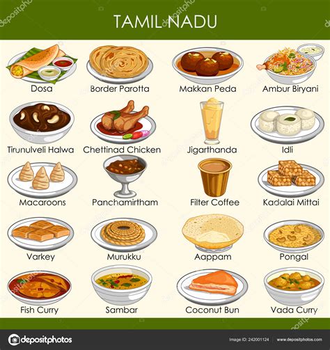 Illustration of delicious traditional food of Tamil Nadu India Stock ...