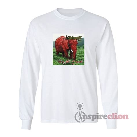 Arabic Strawberry Elephant Meme Long Sleeves T-Shirt For Unisex