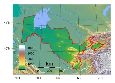 Grande mapa físico de Uzbekistán | Uzbekistán | Asia | Mapas del Mundo