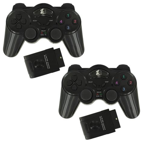 Controller for PS2 PS1 Sony Wireless RF double shock ZedLabz - 2 pack ...