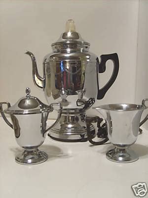 VINTAGE FARBERWARE PERCOLATOR COFFEE SET-SUGAR & CREAM | #46154560