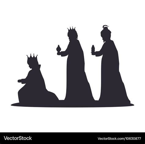 Silhouette three wise kings manger design isolated