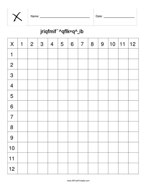 Multiplication Table Blank Sheet | Times Tables Worksheets