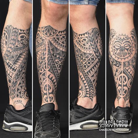 Polynesian lower leg / Maori tattoo – Tattoo Studio München | CHAOS ...