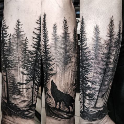 Wolf and forest tattoo naturalist dövme | Лесные татуировки, Татуировки ...