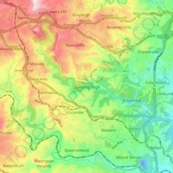 Queensburgh topographic map, elevation, relief