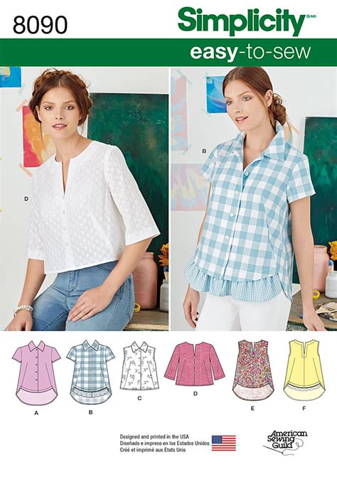 Simplicity 8090 Misses' Easy-to-Sew Button Shirt and Pullover Top