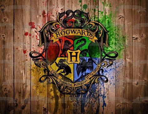 Harry Potter Hogwarts Crest Paintball Background Edible Cake Topper ...