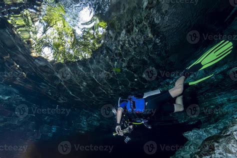 Cave diving in mexico cenote 12013121 Stock Photo at Vecteezy