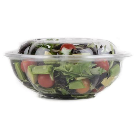 [25 PACK] 64oz Clear Disposable Salad Bowls with Lids - Clear Plastic ...