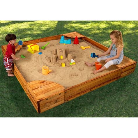 Shop KidKraft 60-in x 60-in Brown Square Wood Sandbox at Lowes.com