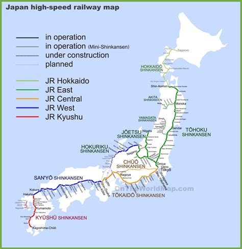 Japan high speed railway map - Ontheworldmap.com