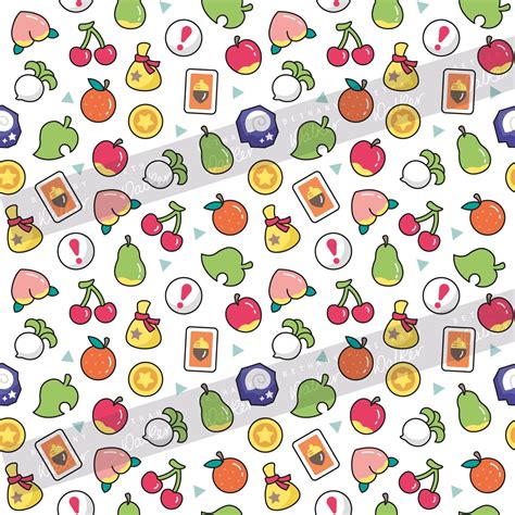 White Background Animal Crossing Icons Fruit Leaf Inspired - Etsy