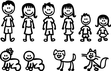 Stick Figure Family Decals Car Window Stickers Vinyl 2 6 Figures Family ...