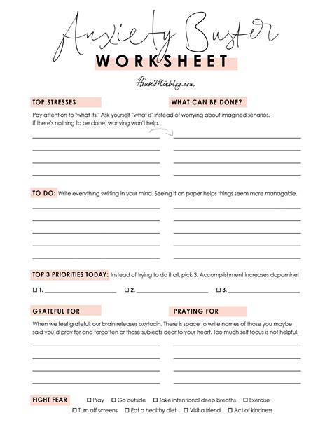 Anxiety buster worksheet + no fear verses printable – House Mix