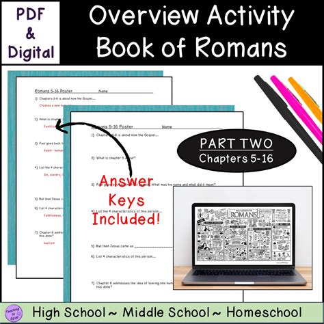 Summary on the book of Romans (CH 5-16) Bible overview activity | Made ...