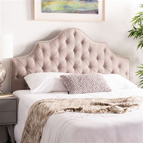 Arebelle Taupe Tufted Headboard Headboards - Furniture by Safavieh