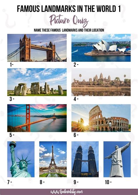 BEST Famous Landmarks Picture Quiz: 120 Questions and Answers ...