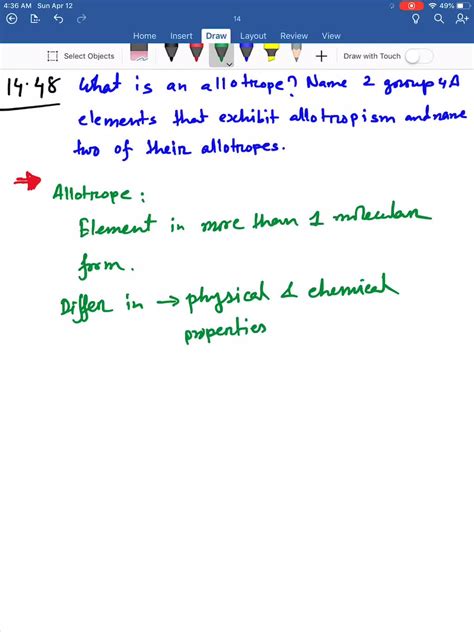 SOLVED:What is an allotrope? Name two Group 4A(14) elements that ...