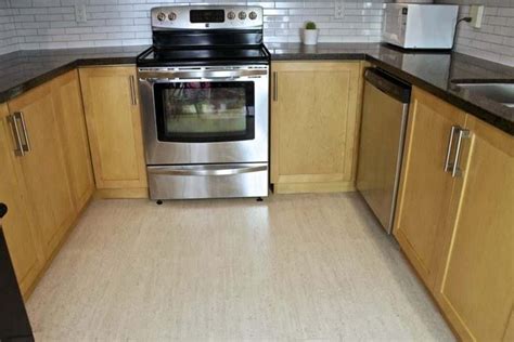 White Cork Flooring Bleached Birch Kitchen - Cancork