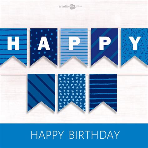 Happy Birthday Banner. BLUE PRINTABLE Banner. BLUE Happy Birthday Diy ...