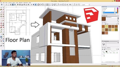 Architectural Floor Plan to 3D Model making in SketchUp Tutorial in ...