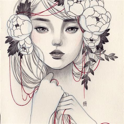 Flower Girl Drawing Tumblr Clover Gao - Drawing Skill