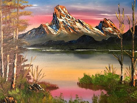 Sunset in Mountain Lake Painting by Zak - Pixels