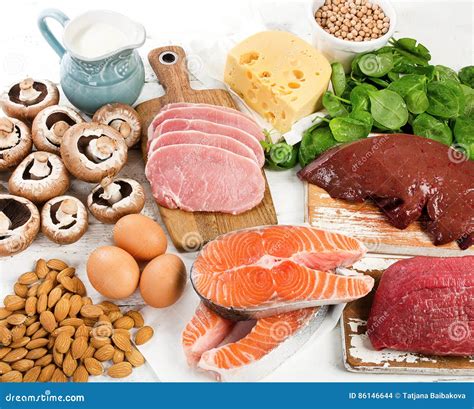 Foods Highest in Vitamin B2. Healthy Eating Stock Photo - Image of ...