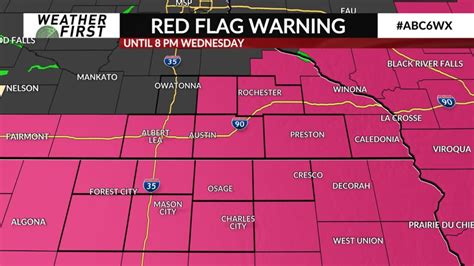 NWS: Red Flag Warning issued for extreme fire risk conditions - ABC 6 ...