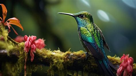 Premium Photo | A beautiful hummingbird sitting on a branch in the ...