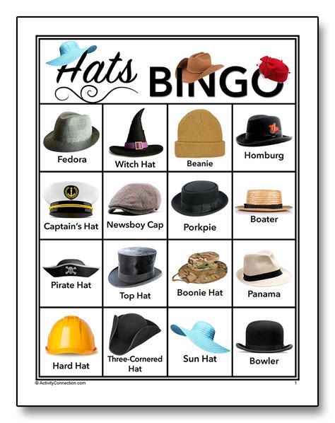 Hats Picture Bingo (Printable) - Activity Connection