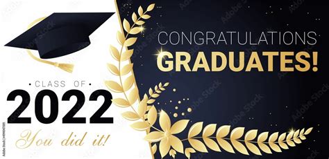 Vecteur Stock Congratulations graduates banner design template for ...